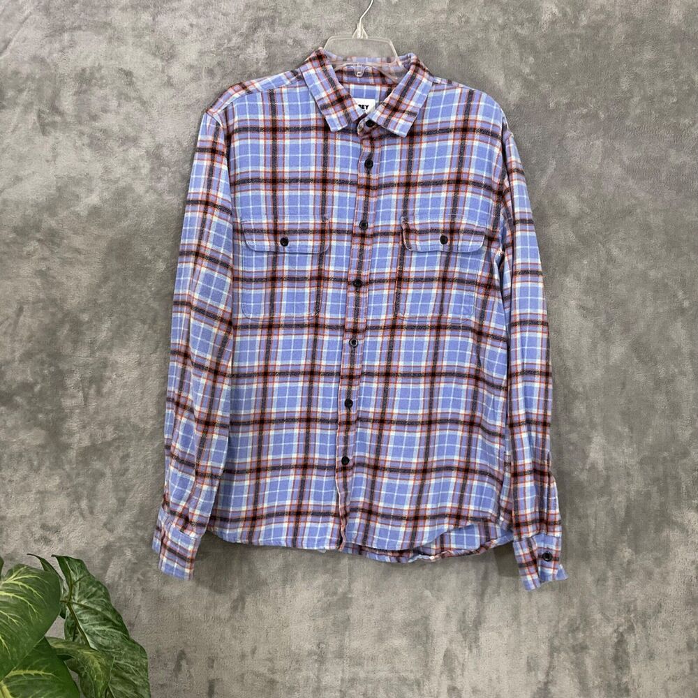 Obey Organic Long sleeve Woven Button Down Shirt Men’s  Size L chest pockets